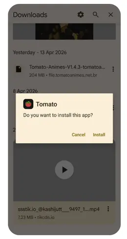Toque no botão Instalar para instalar o aplicativo